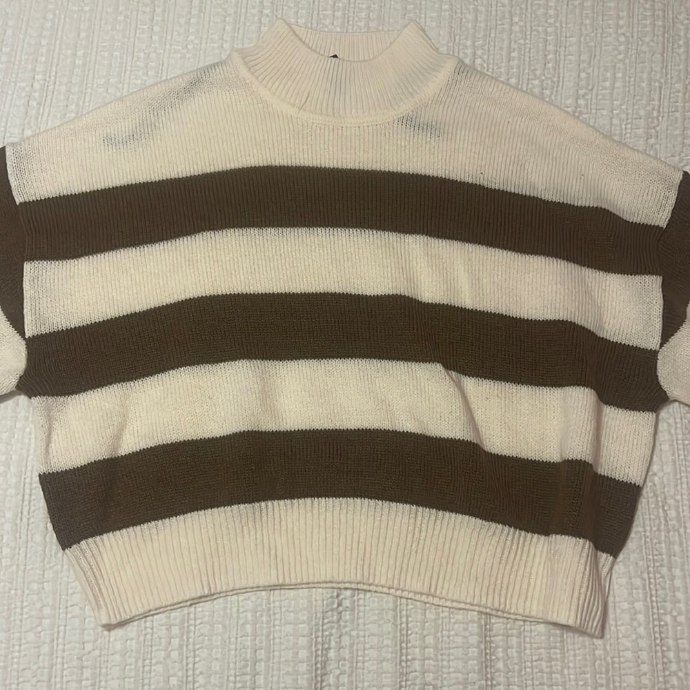 H&M Brown and Cream Striped Sweater
